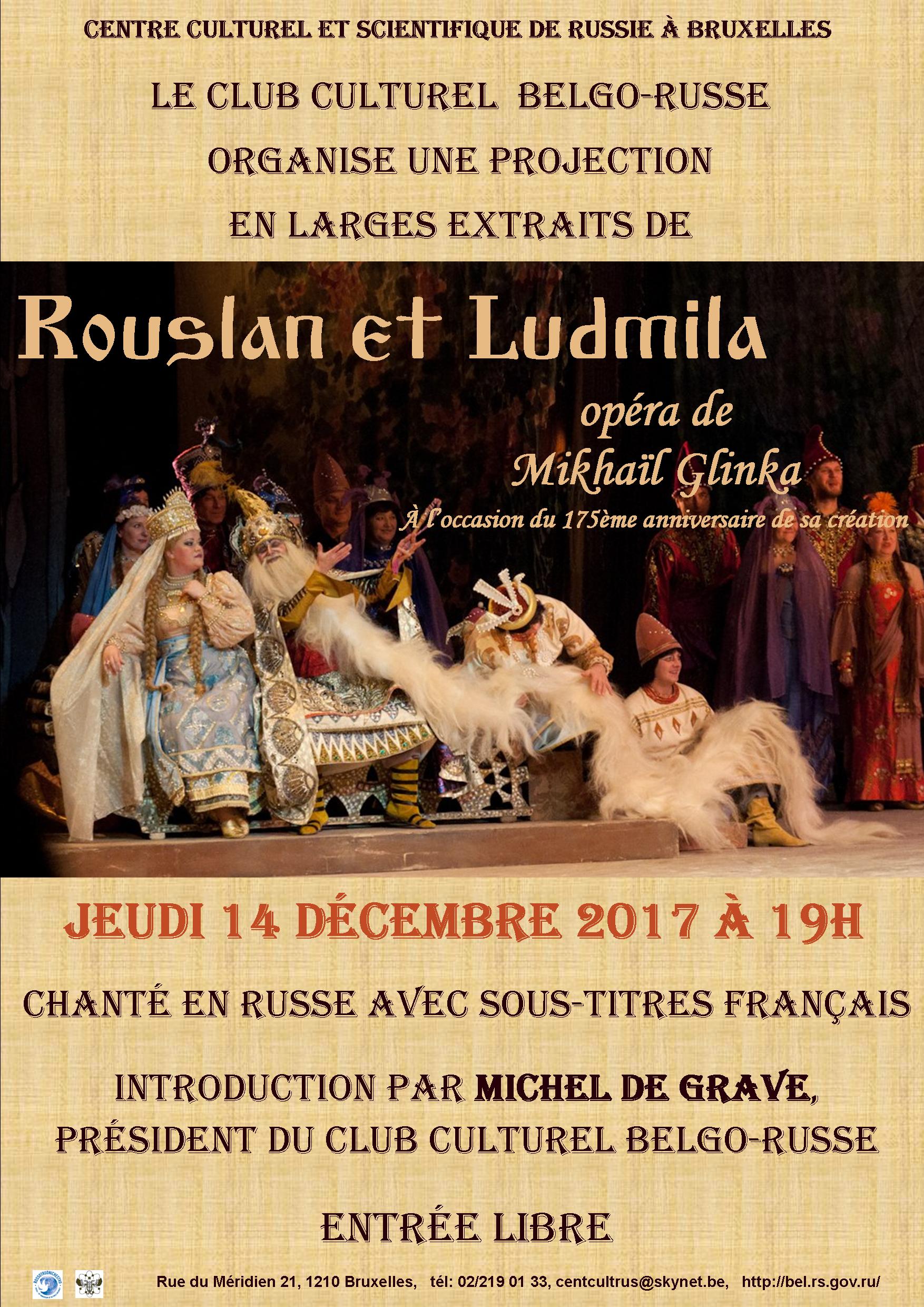 Affiche. CCSRB. Rouslan et Ludmila de Glinka, par  Michel De Grave. 2017-12-14